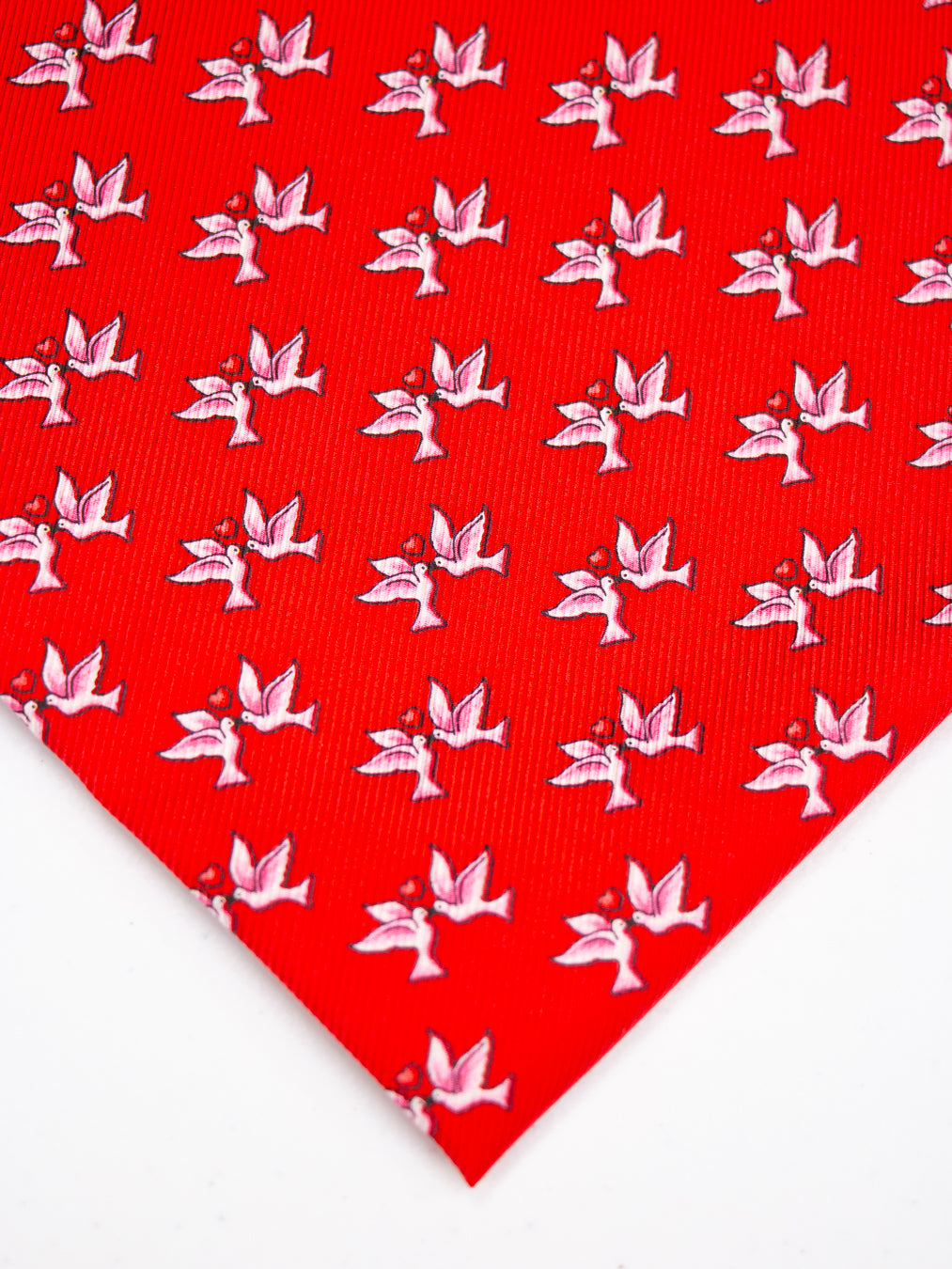 Red Scarf with White Doves for Peace Designed by John Catsimatidis