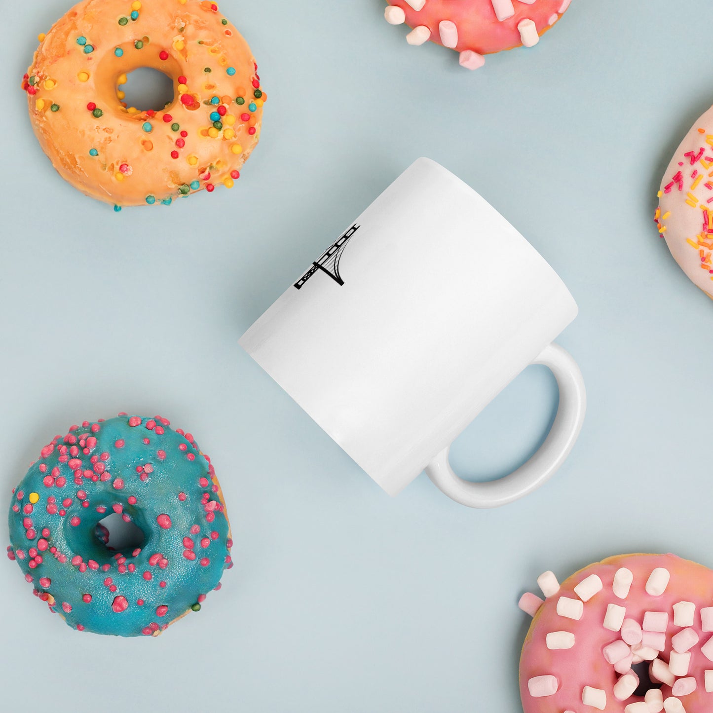 JC Here White glossy mug