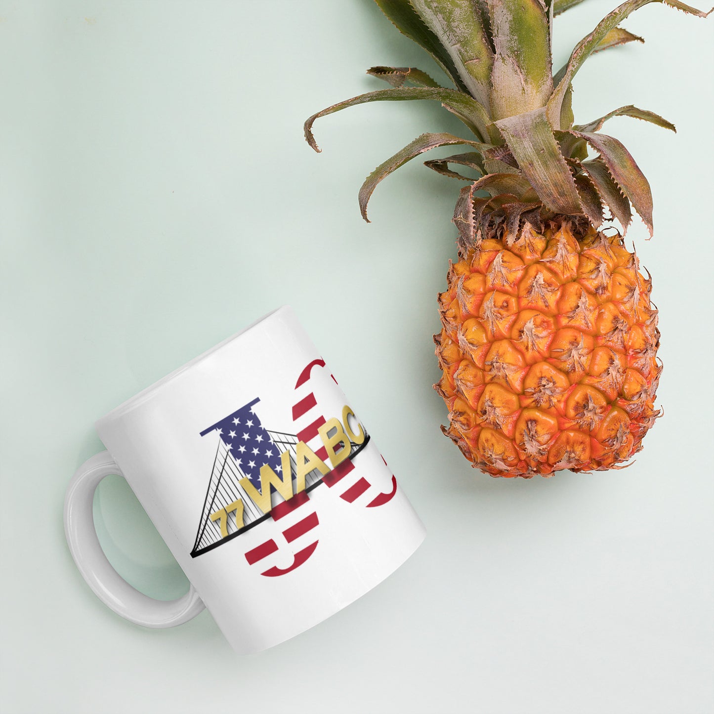 JC Here White glossy mug