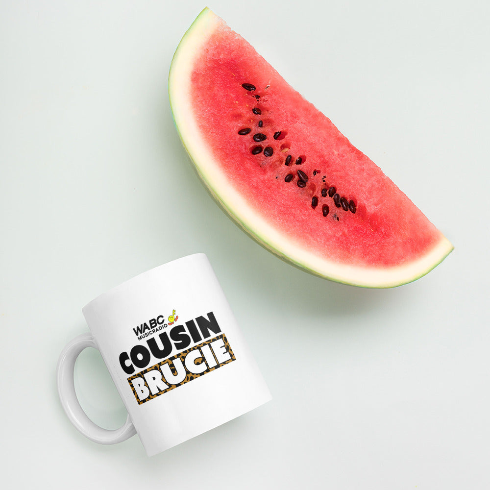 Cousin Brucie White glossy mug - New Design!