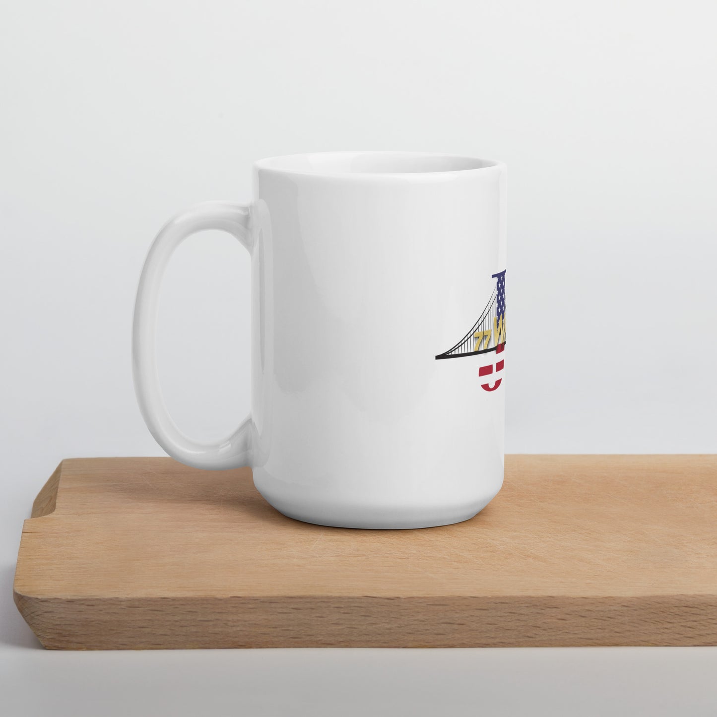 JC Here White glossy mug