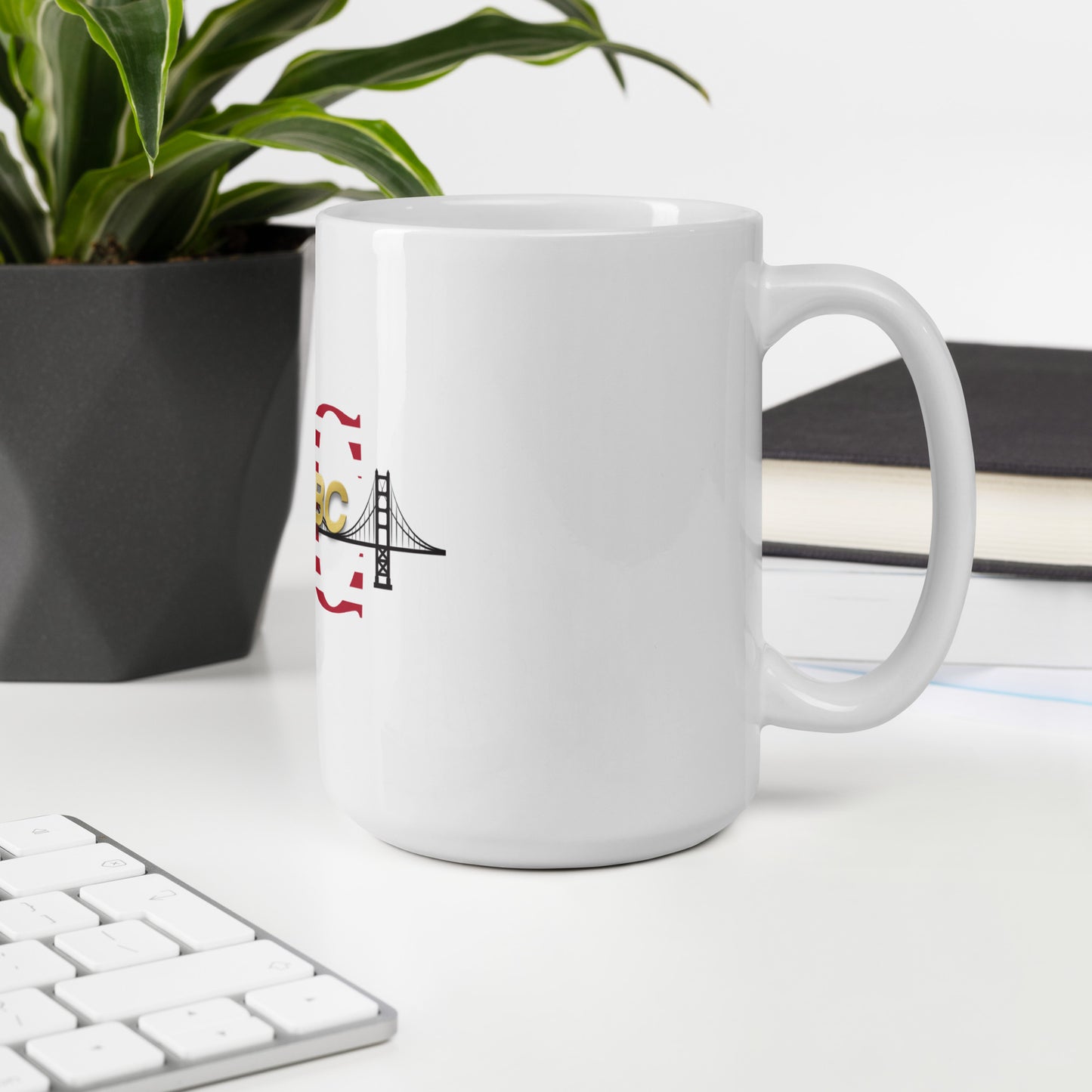 JC Here White glossy mug