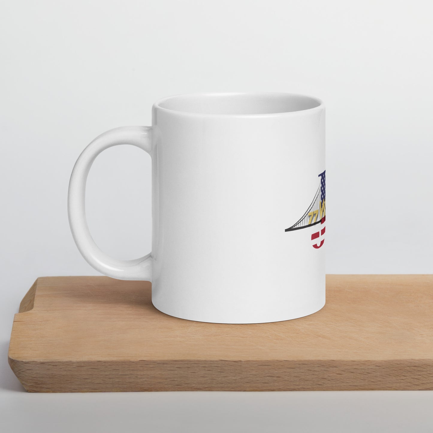 JC Here White glossy mug