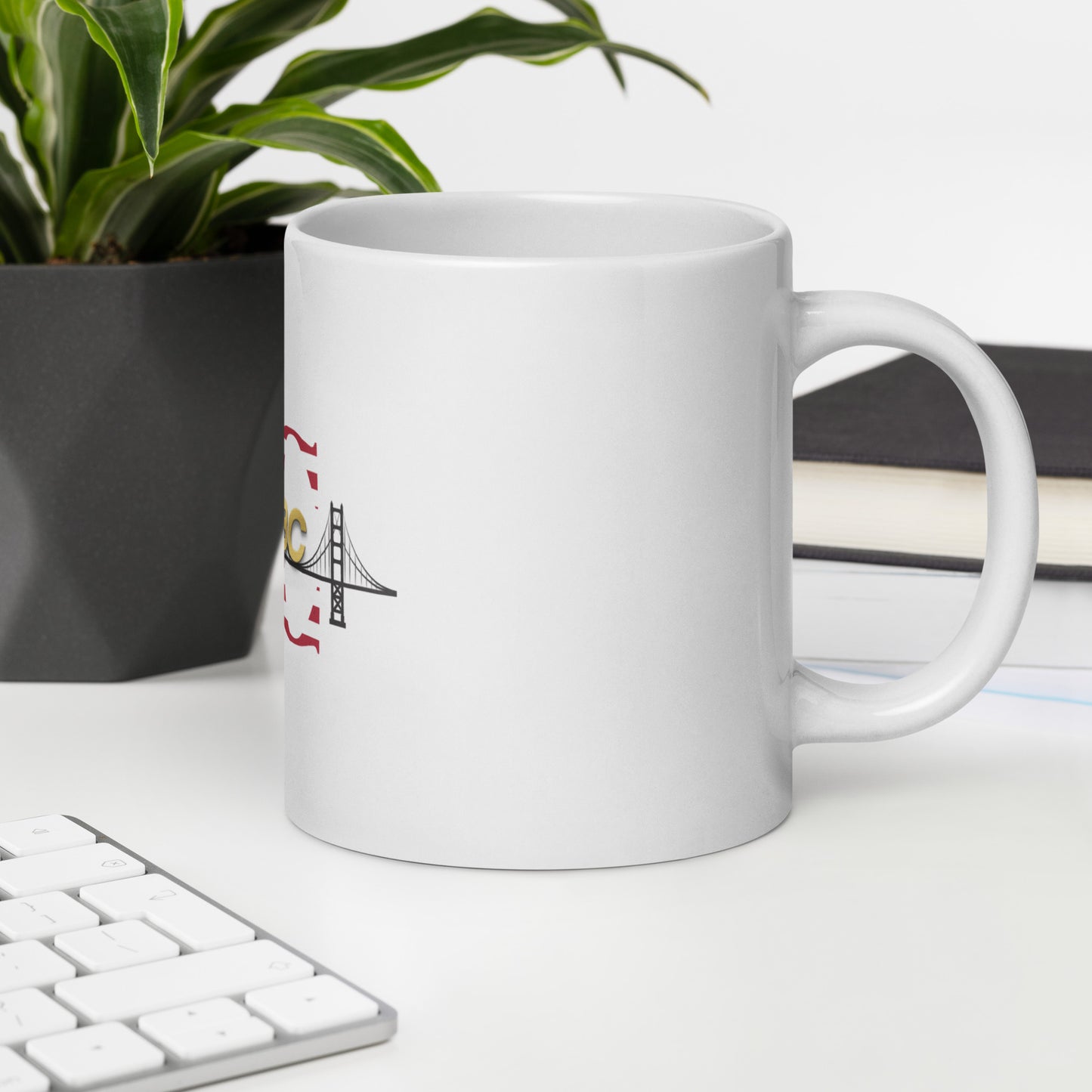 JC Here White glossy mug