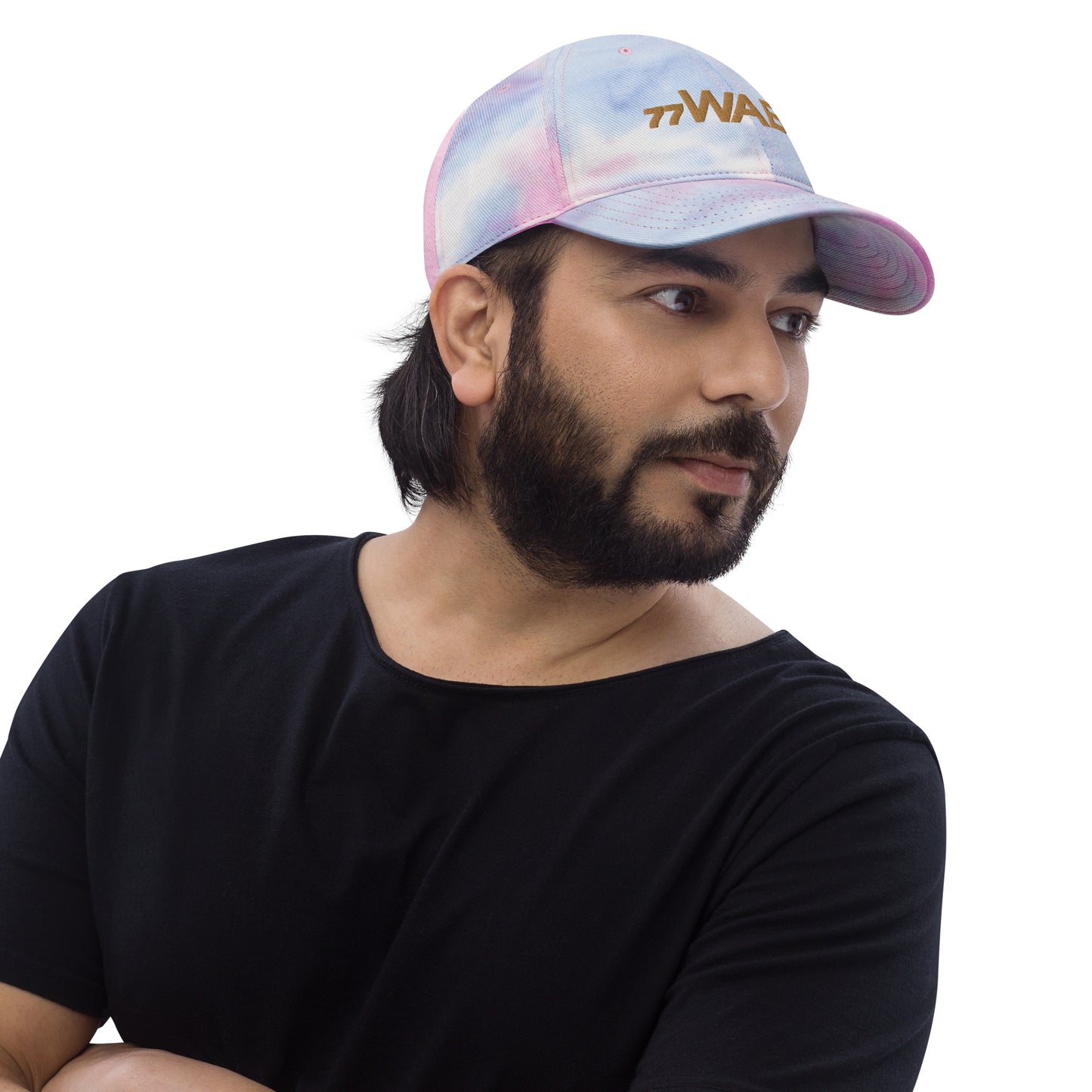 77WABC Embroidered Adjustable Tie dye hat