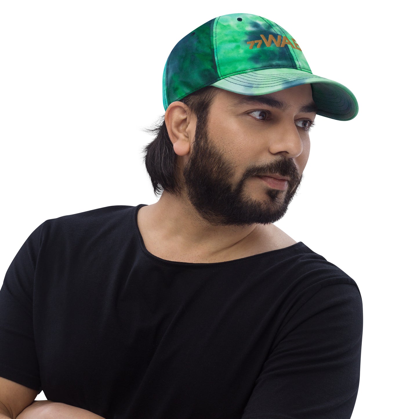 77WABC Embroidered Adjustable Tie dye hat