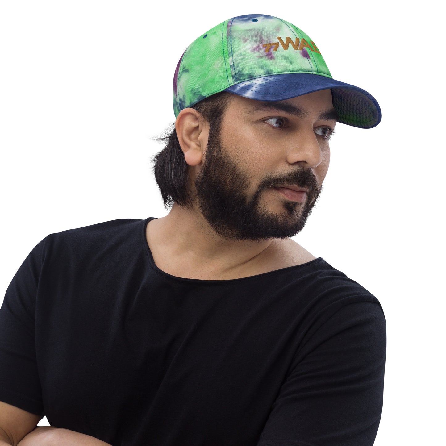 77WABC Embroidered Adjustable Tie dye hat
