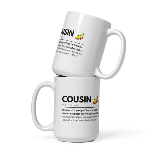 Cousin White glossy mug