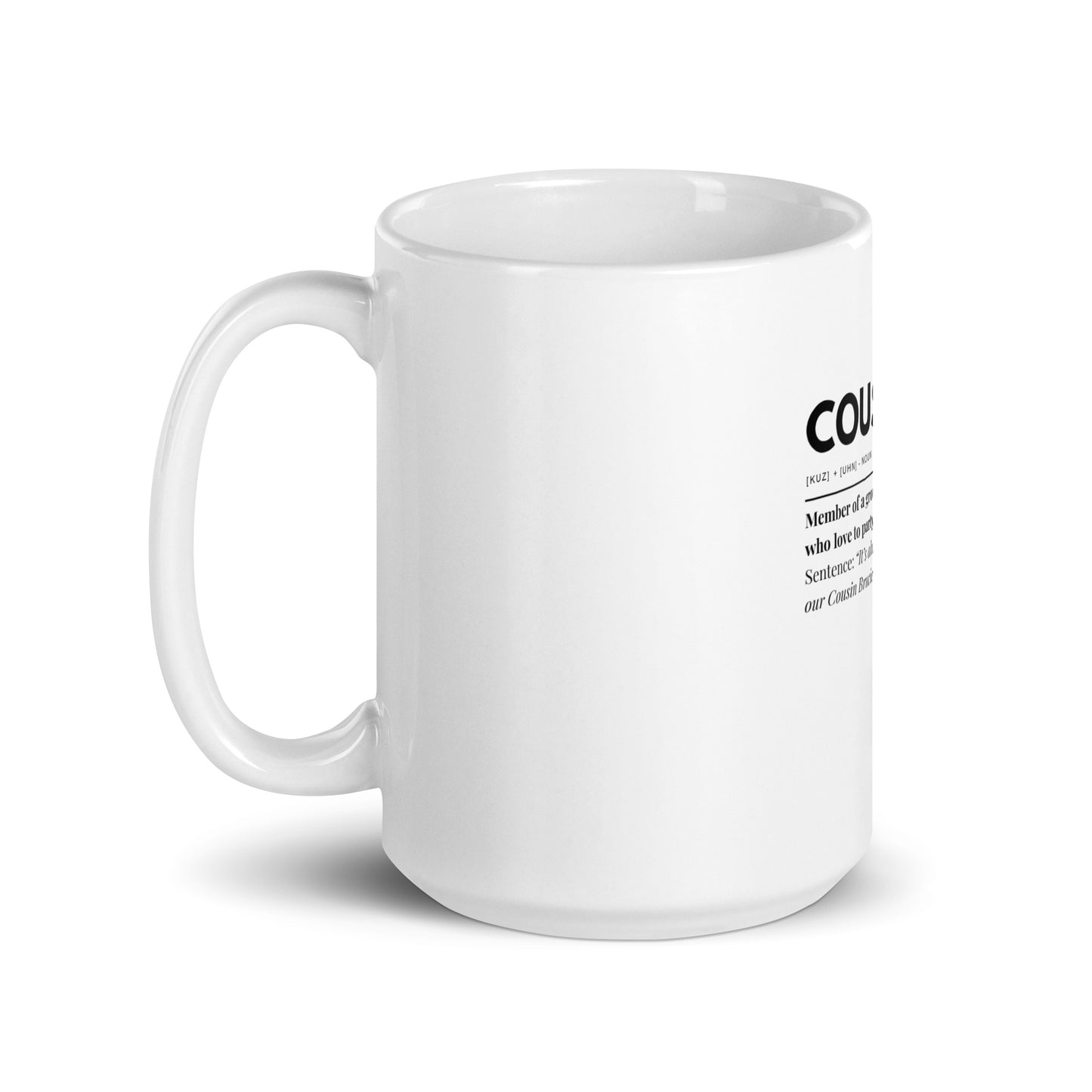 Cousin Definition White glossy mug