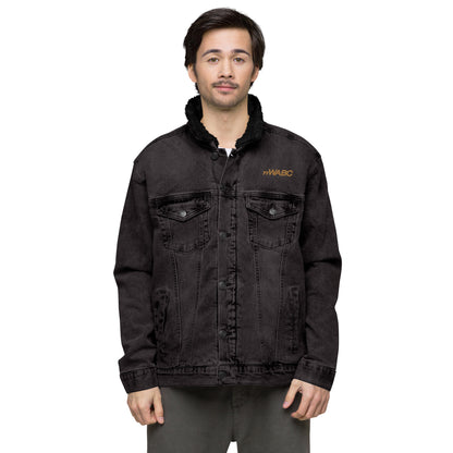 77WABC Embroidered Unisex denim sherpa jacket
