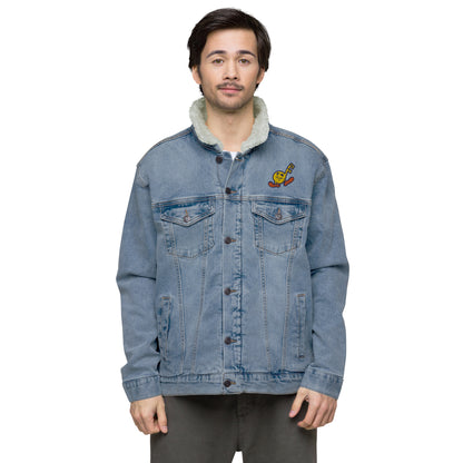 Music Radio Embroidered Unisex denim sherpa jacket